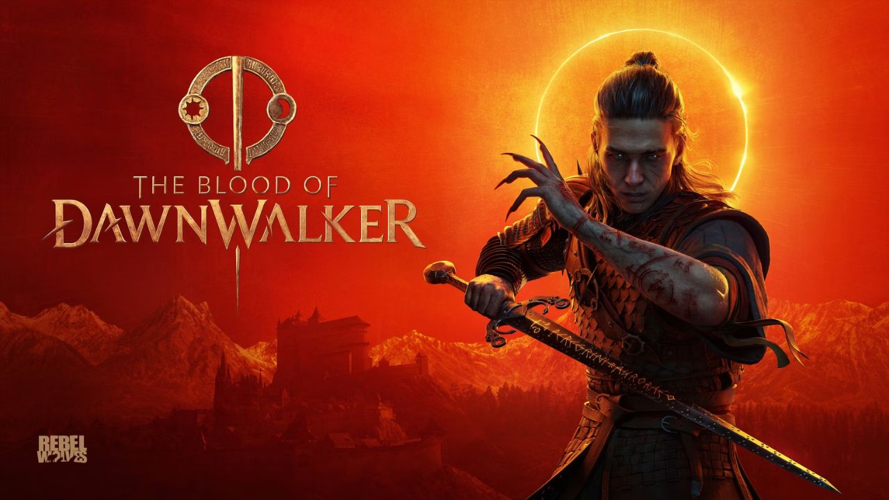 Blood of Dawnwalker titulný obrázok s hlavnou postavou Coenom v temnom upírskom RPG od Rebel Wolves.