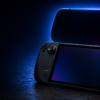 Steam Deck 2 ako futuristický handheld v tmavom modro-fialovom nasvietení s logom HernýWeb.sk